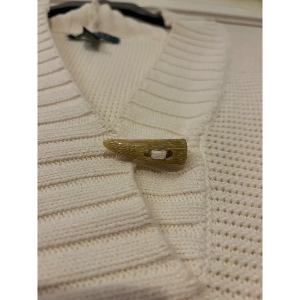LRL Ralph Lauren Womens XL Chunky Knit Sweater Collar Toggle Preppy Cozy Coastal